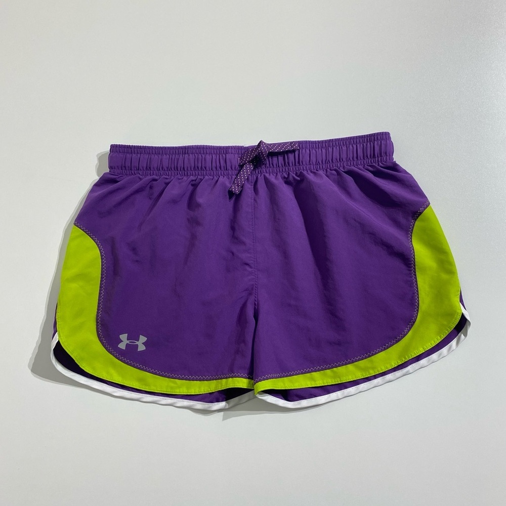 Under Armour Athletic Shorts Purple/Green Size YXL
